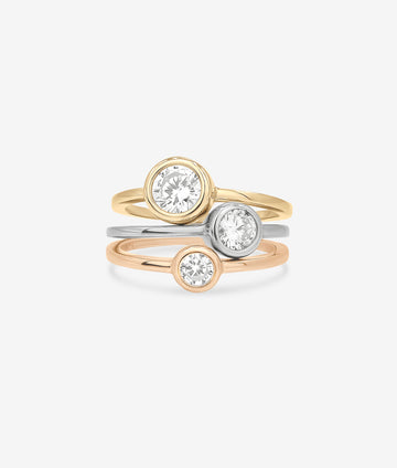 Three Toned Solitaire Ring Set