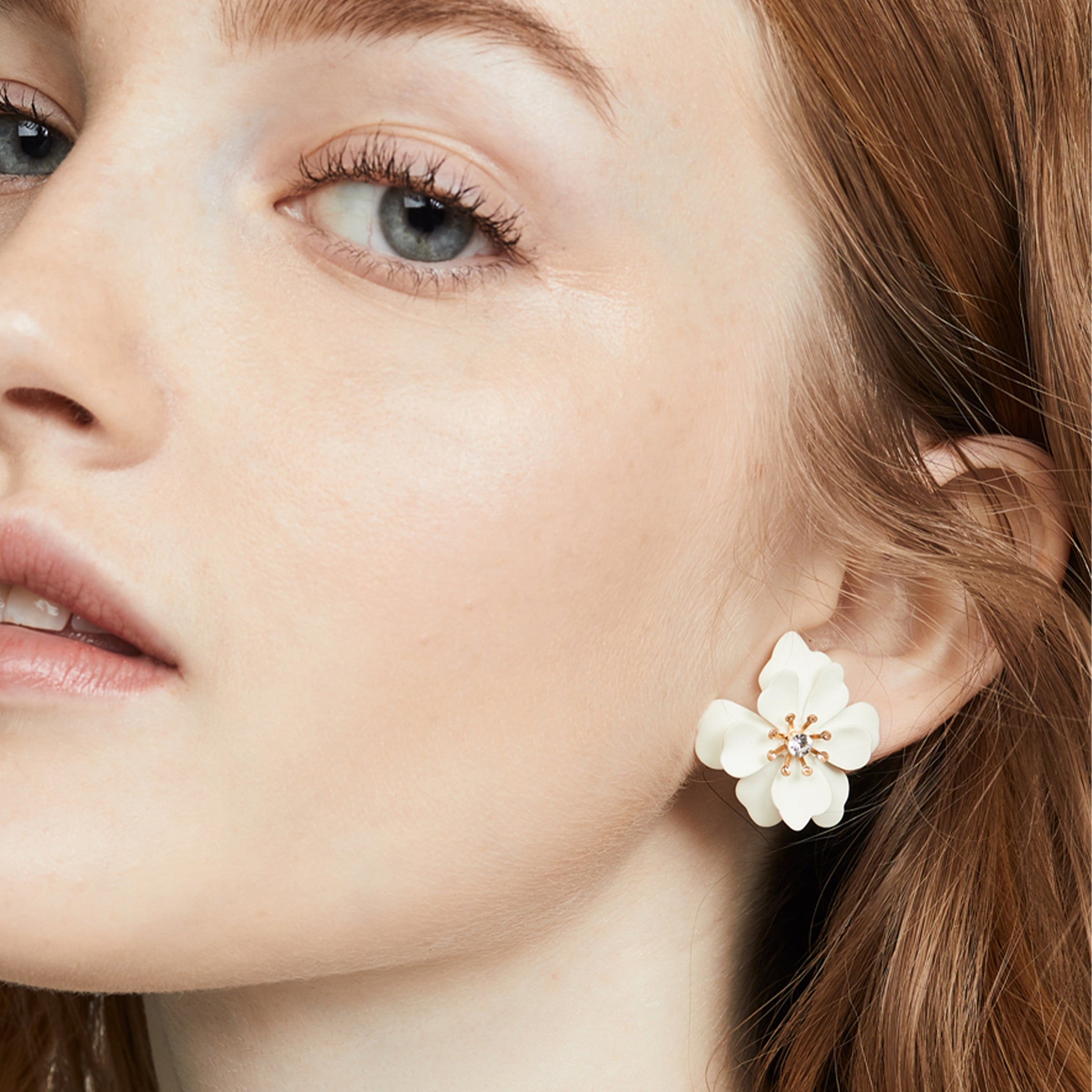 Bloom Earring  18k Gold White Flower Earring by SHASHI