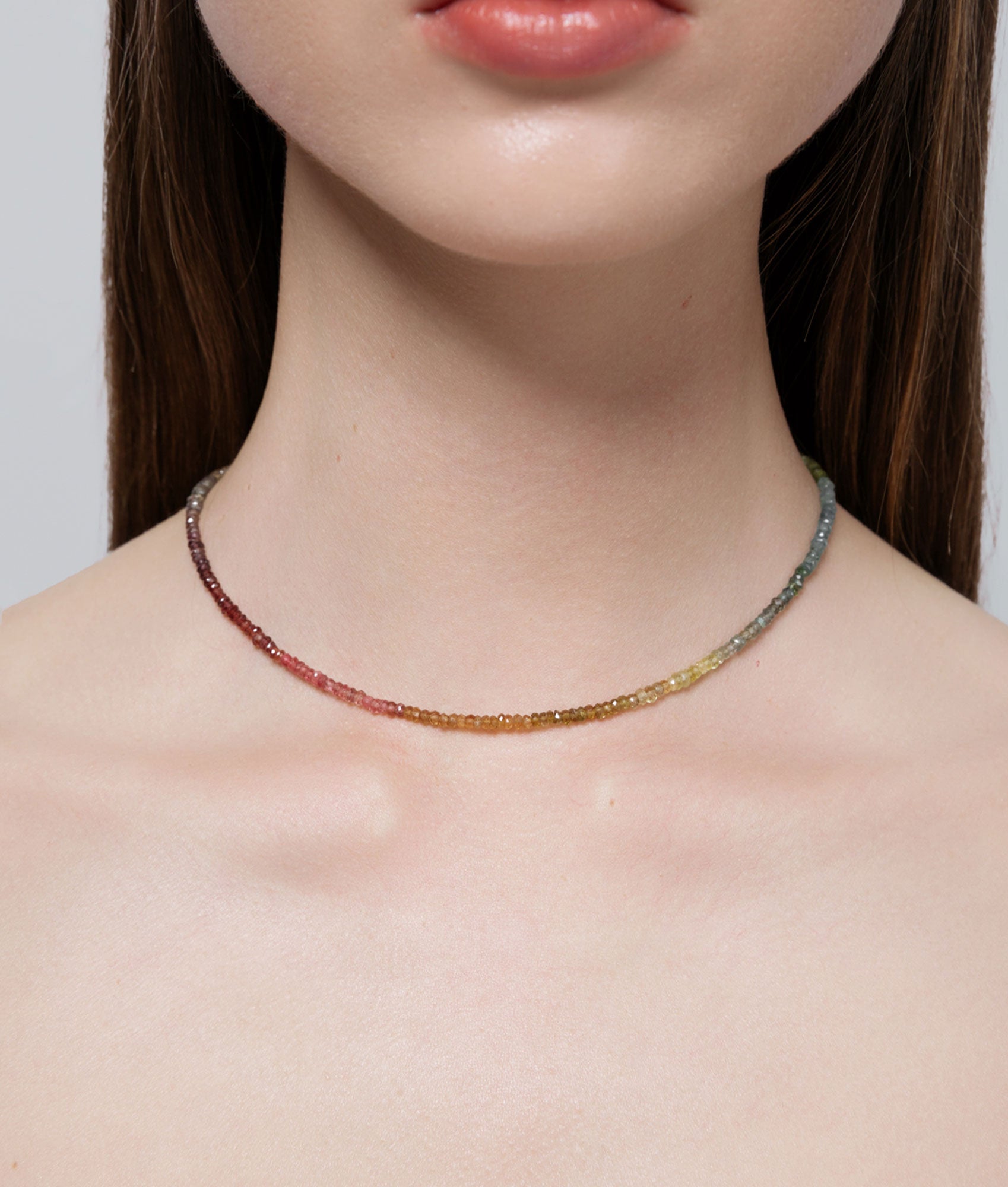 Aisha Gemstone Necklace, Muted Rainbow