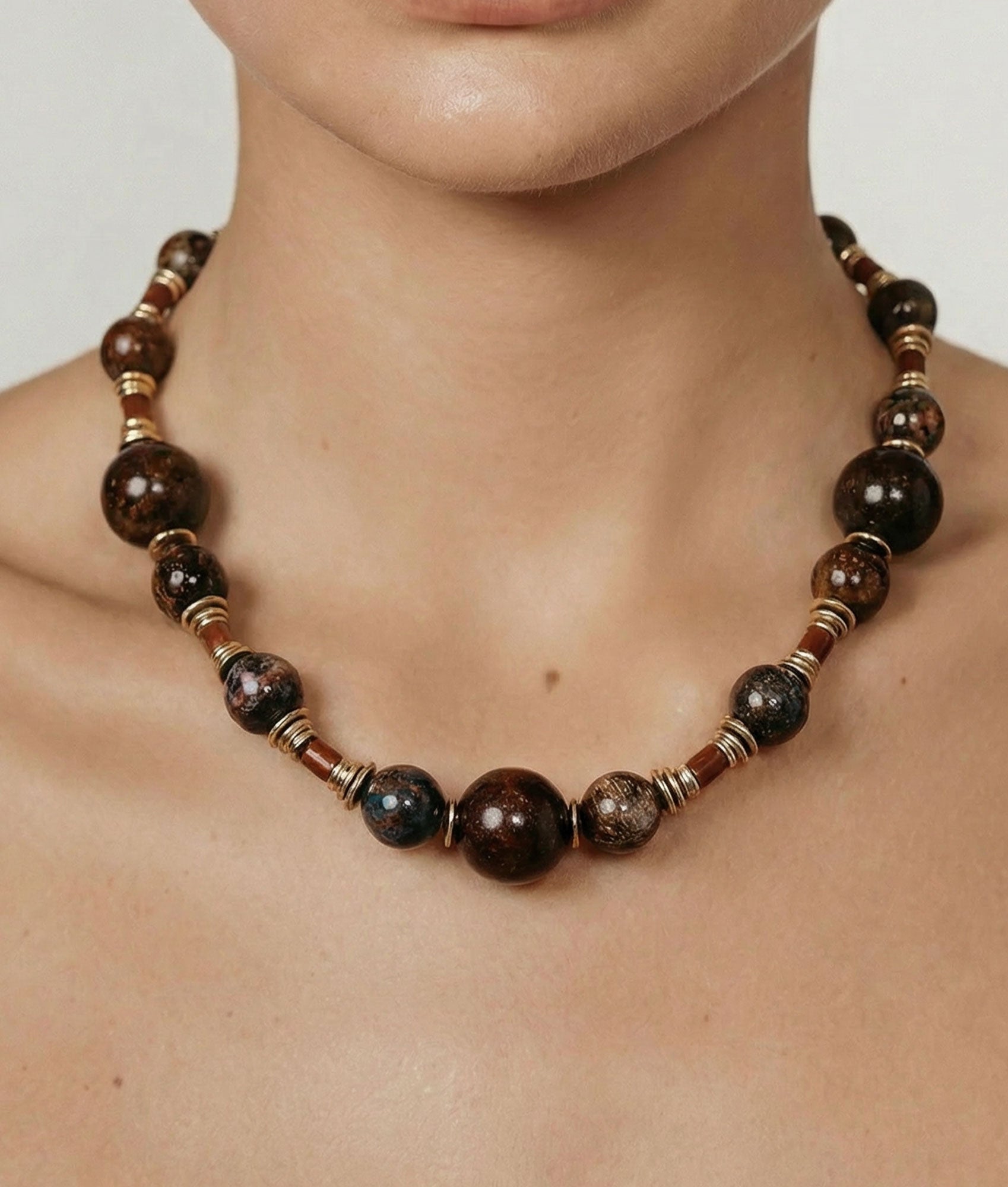 Wood and Gemstone Necklace