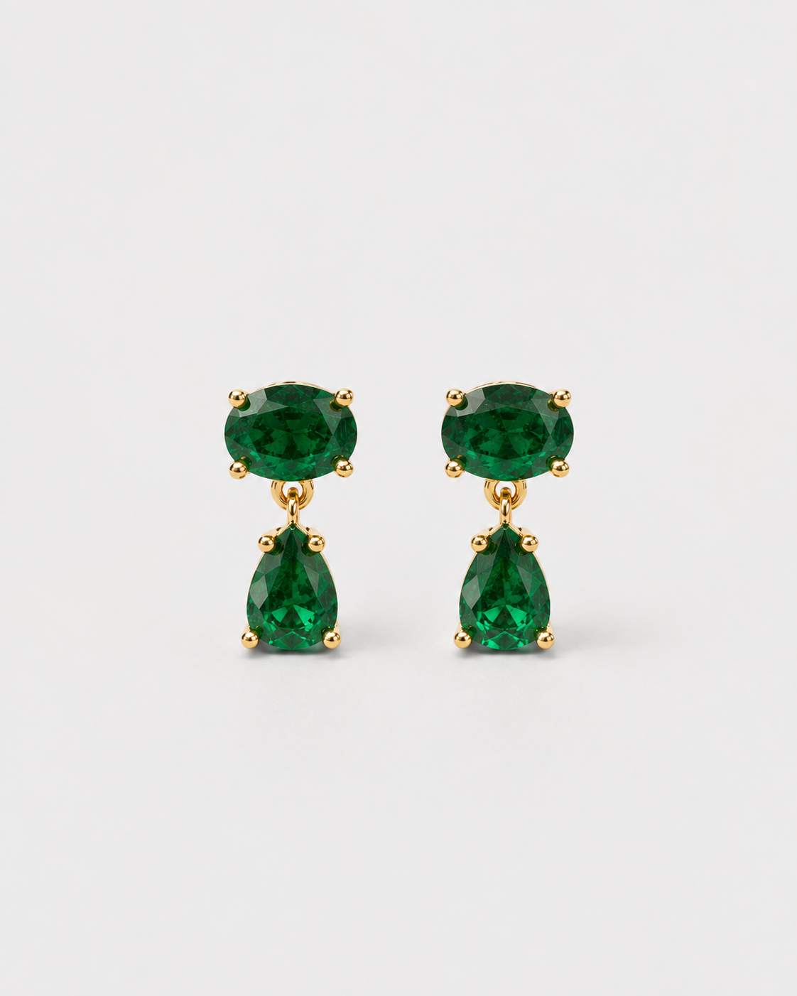 Bezel Drop Emerald Earring