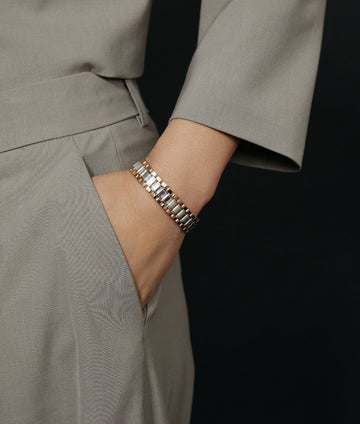 Gold/Silver Checkered Stretch Bracelet
