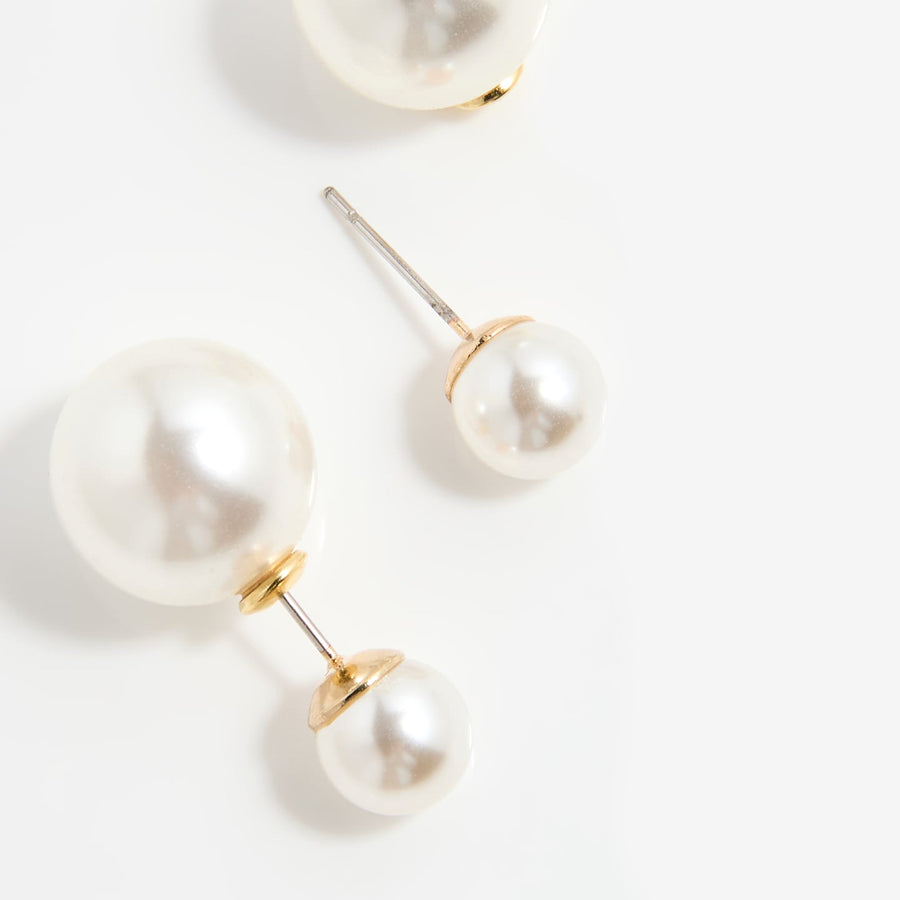 Double Ball Pearl Earring