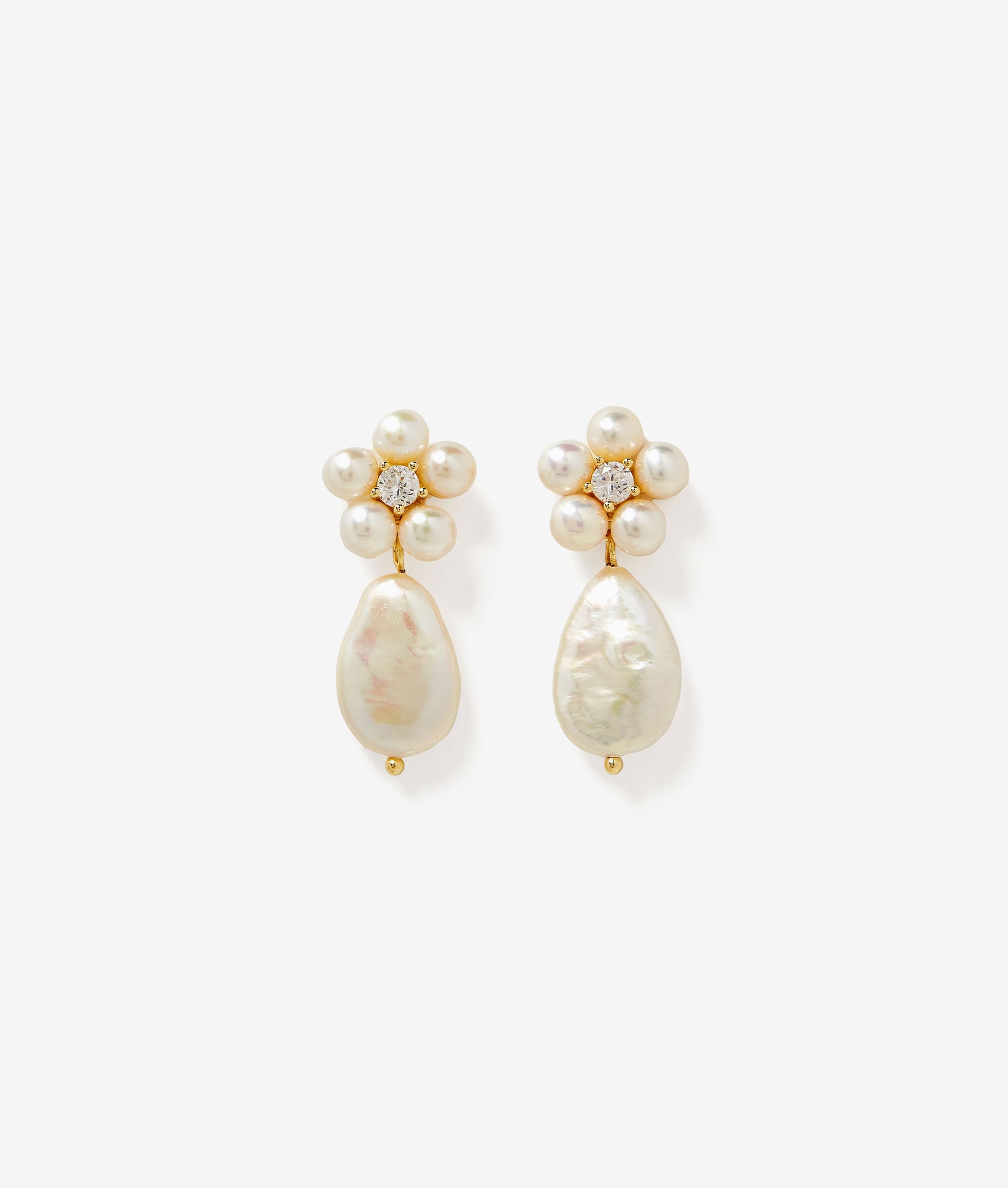 Flower Pearl Drop Earring