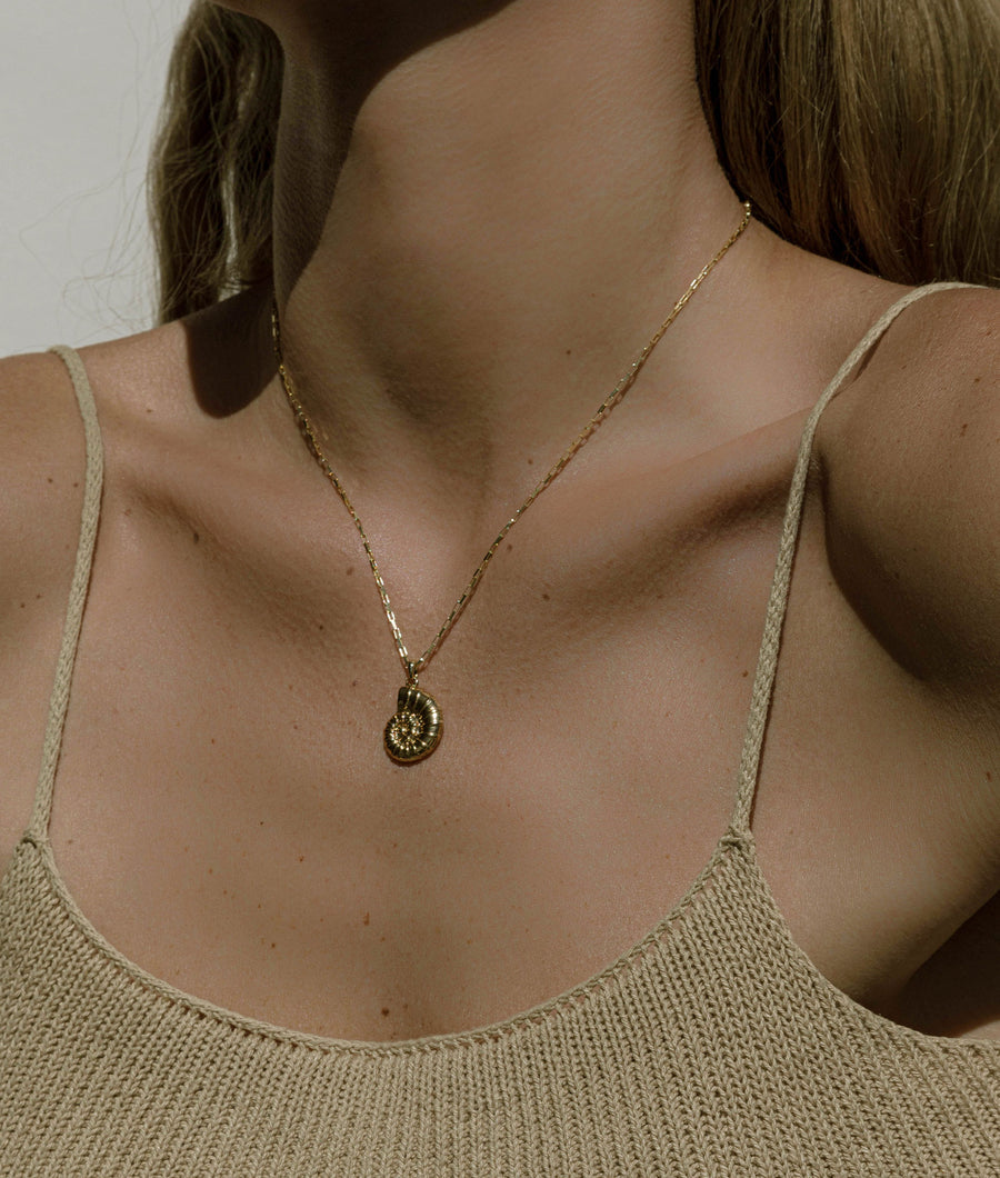Mykonos Necklace -  Shell gold Pendant Necklace | SHASHI