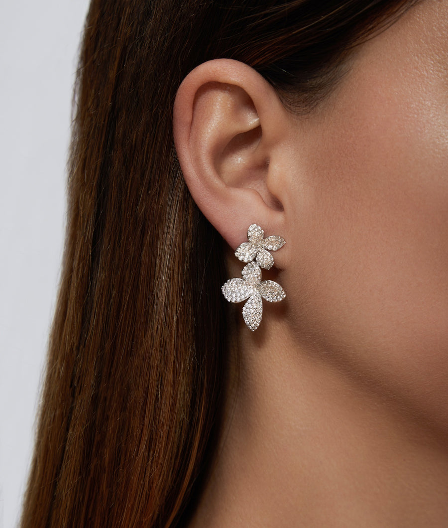 Pavé Flower Drop Earring | SHASHI Flower Earring