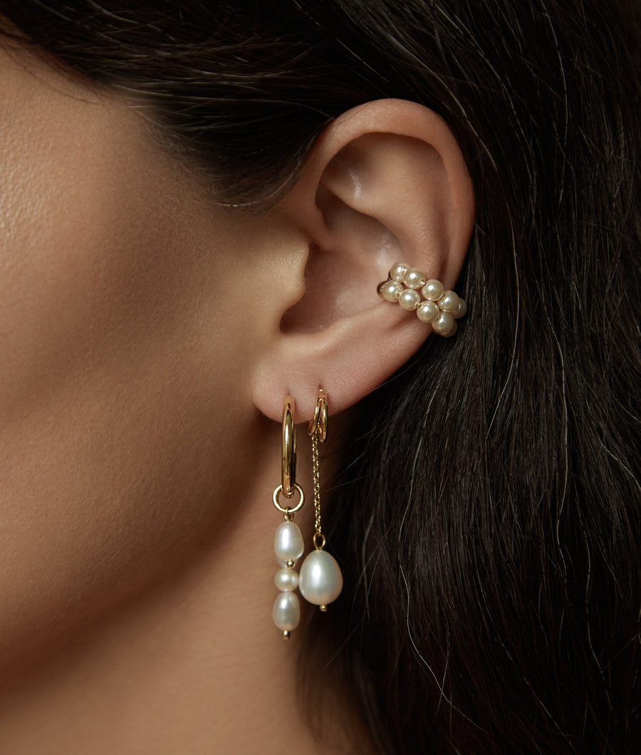 Ear Cuff Gold Pearls