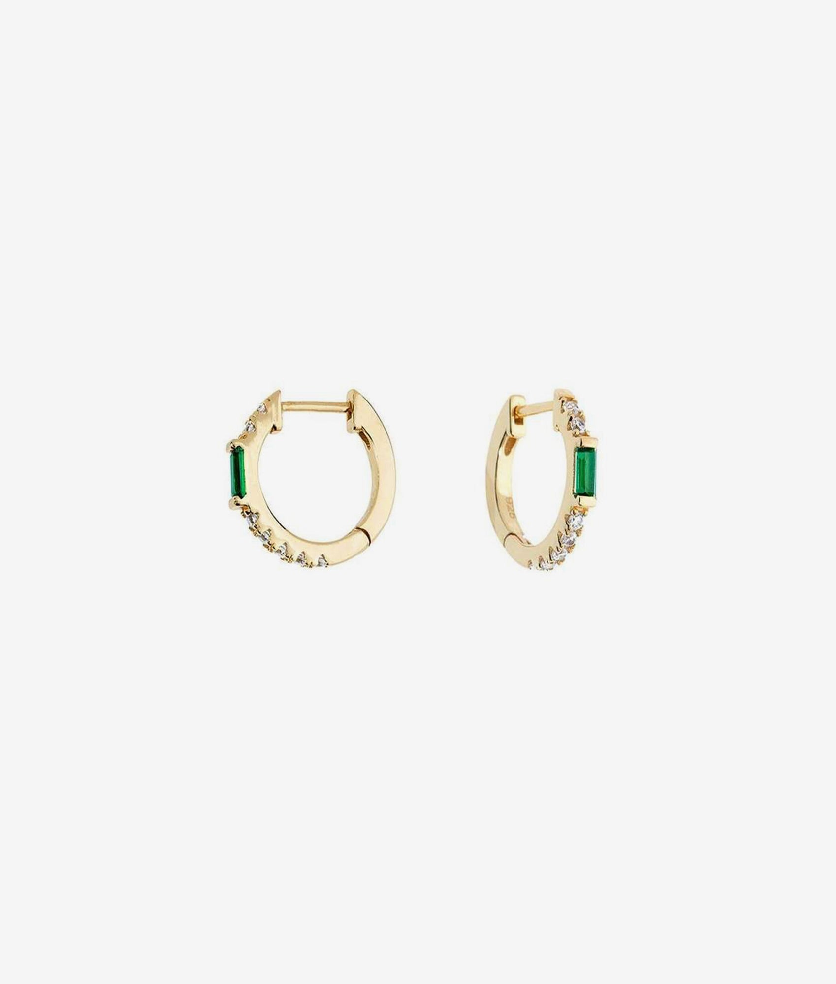 Emerald Baguette Huggie | SHASHI Huggie Earrings