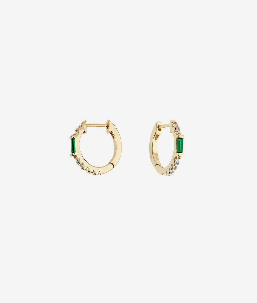 Emerald Baguette Huggie | SHASHI Huggie Earrings