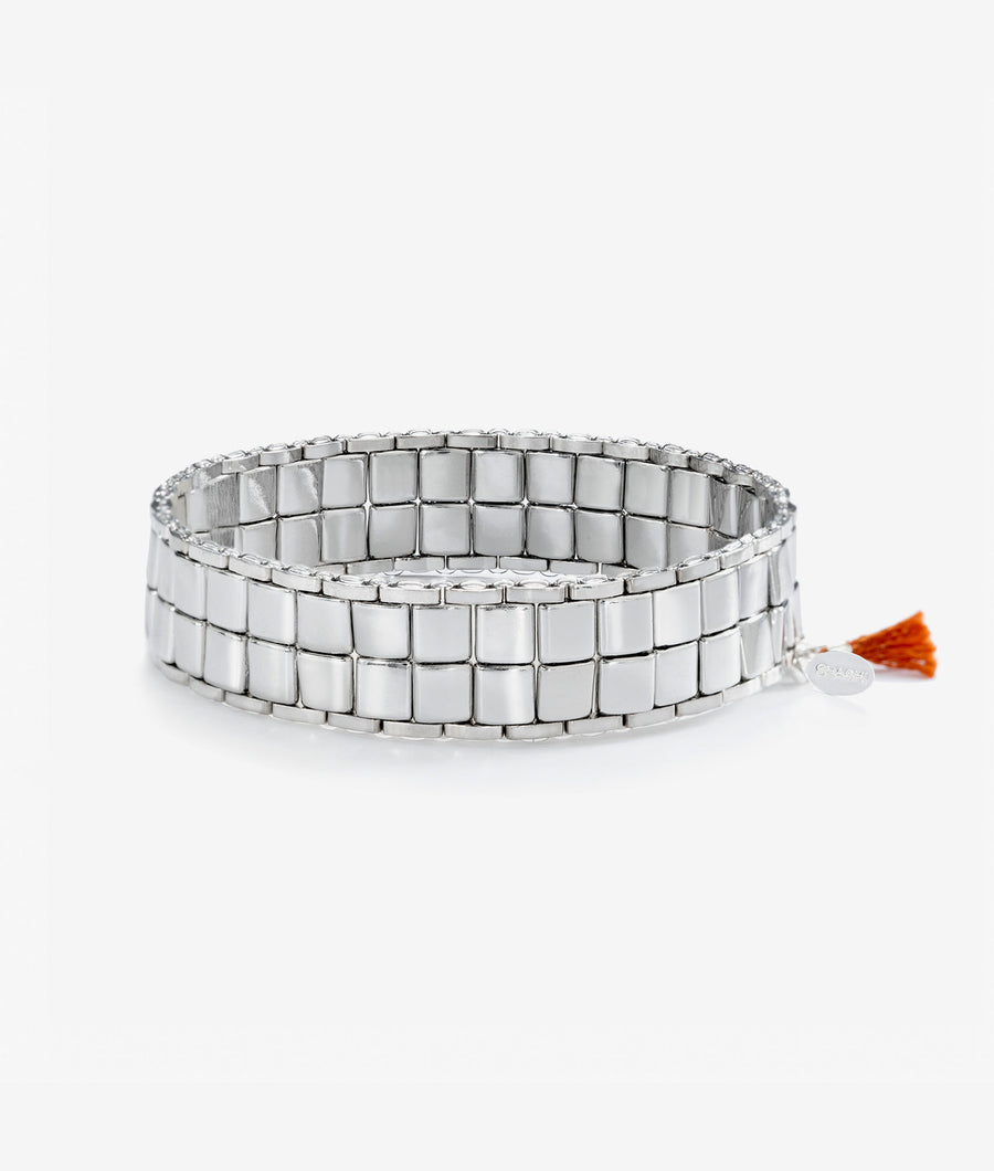 Mosaic Bracelet, Silver | SHASHI Beaded Bracelet