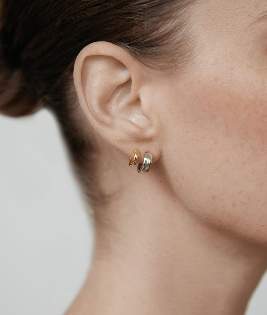 Katerina Double Gold/Silver | SHASHI Huggie Earring