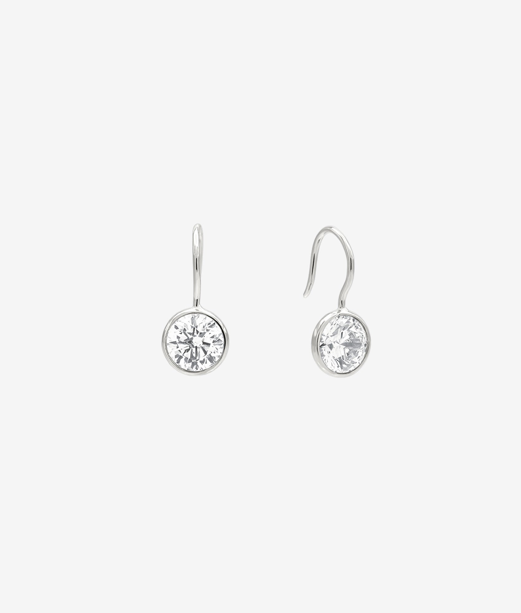 Bezel Silver Drop Earring