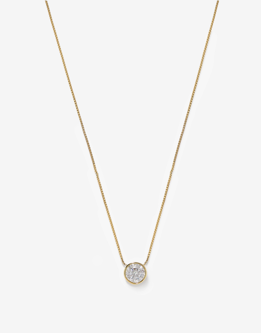 Bezel Solitaire Moissanite Necklace