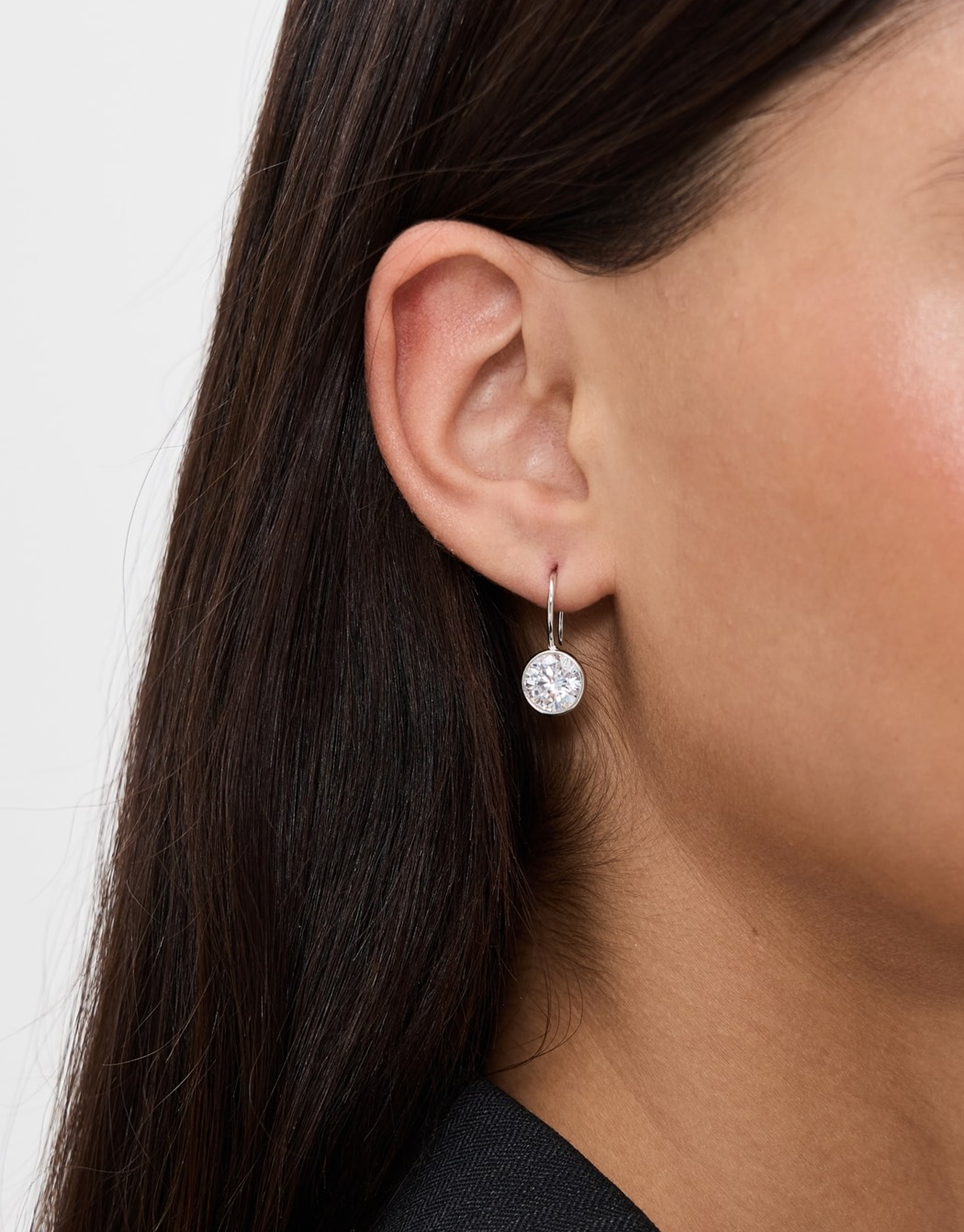 Bezel French Hook Earring