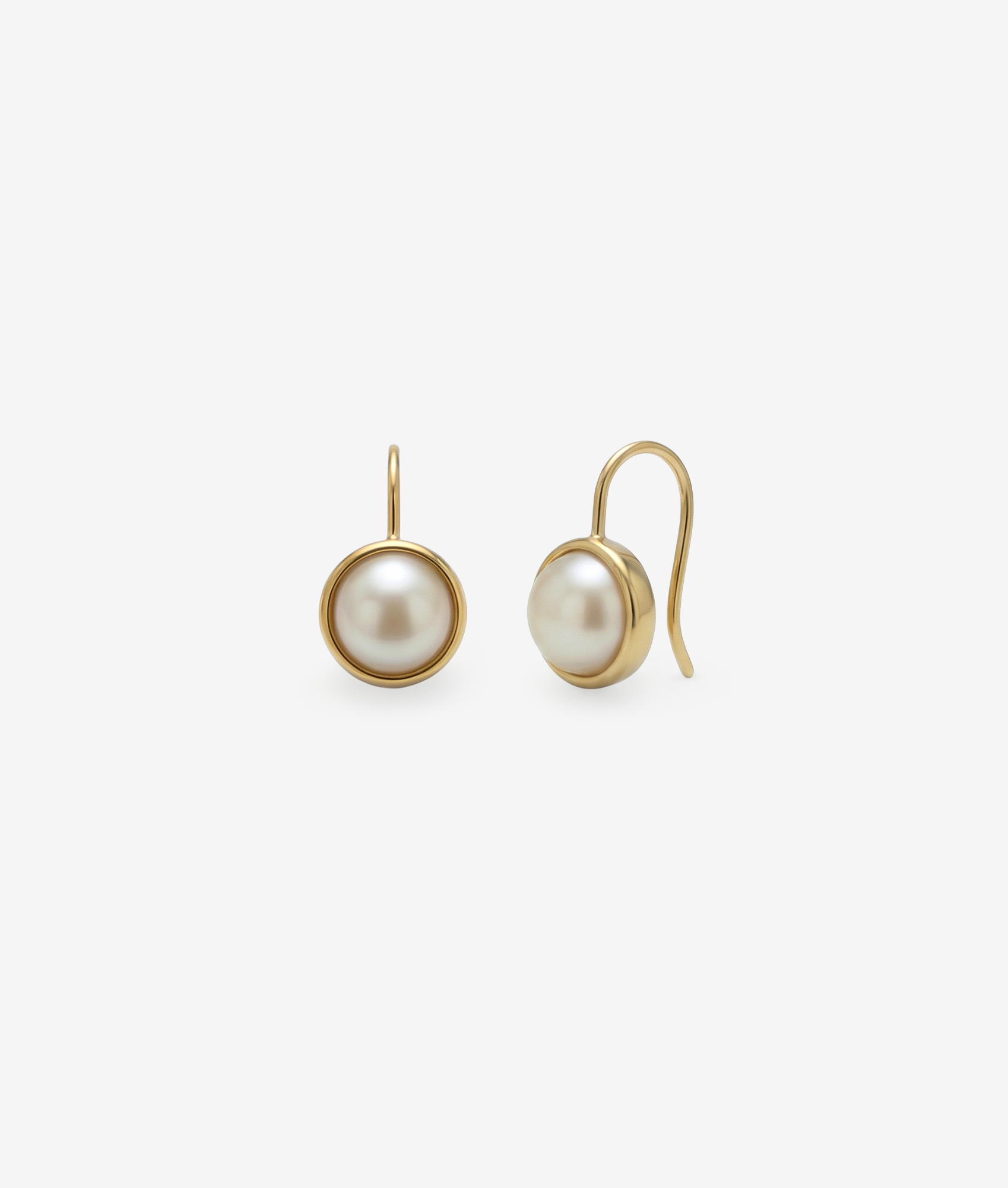 Bezel Pearl French Hook Earring