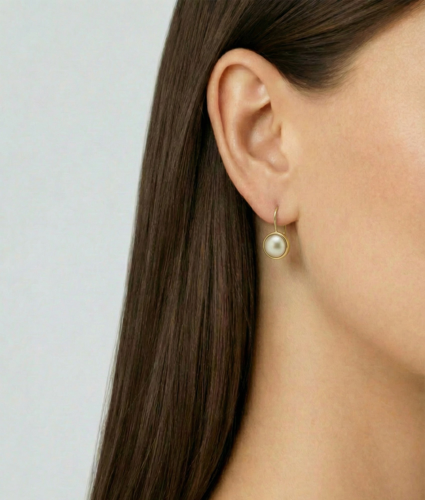 Pearl Bezel French Hook Earring