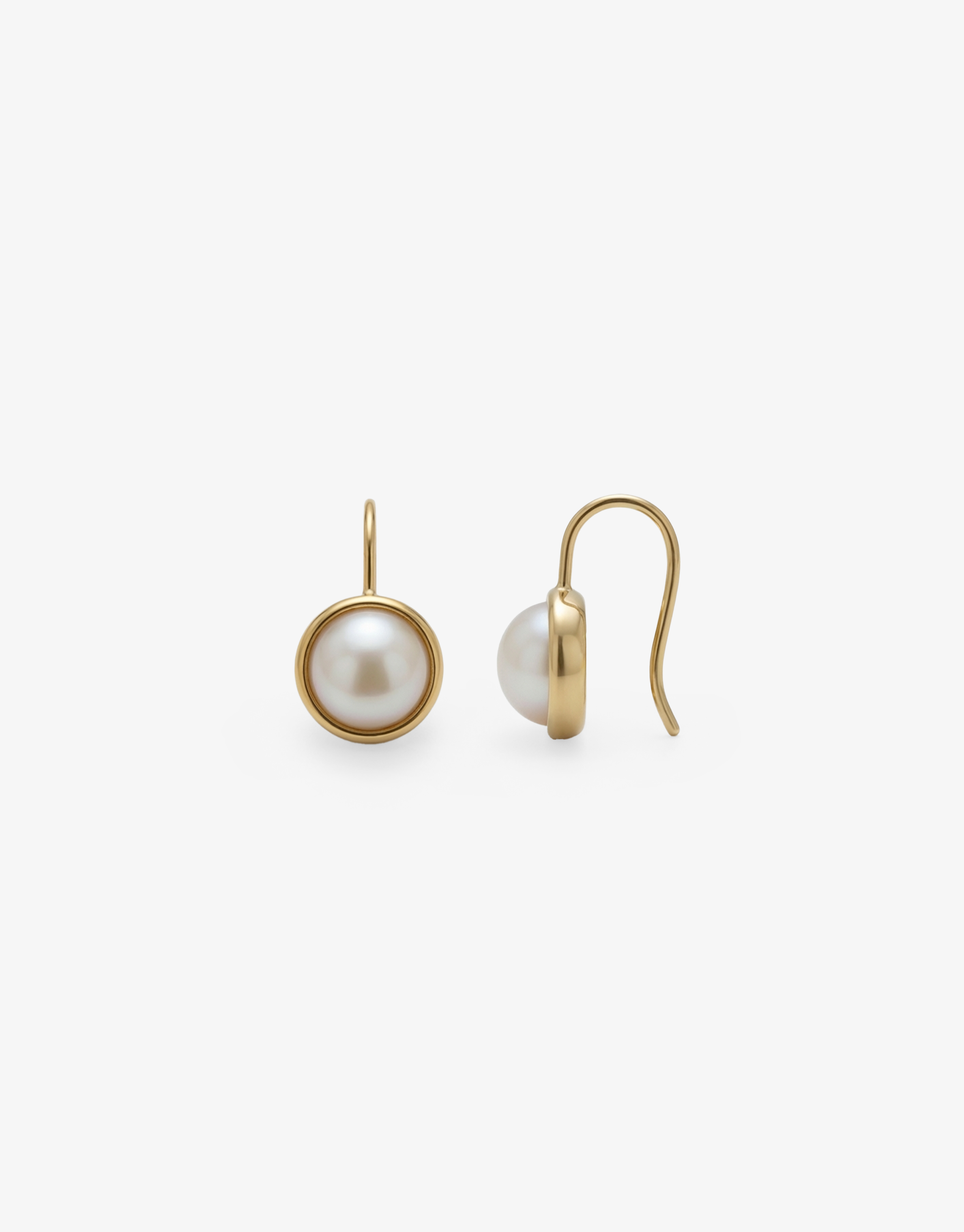 Bezel Pearl French Hook Earring