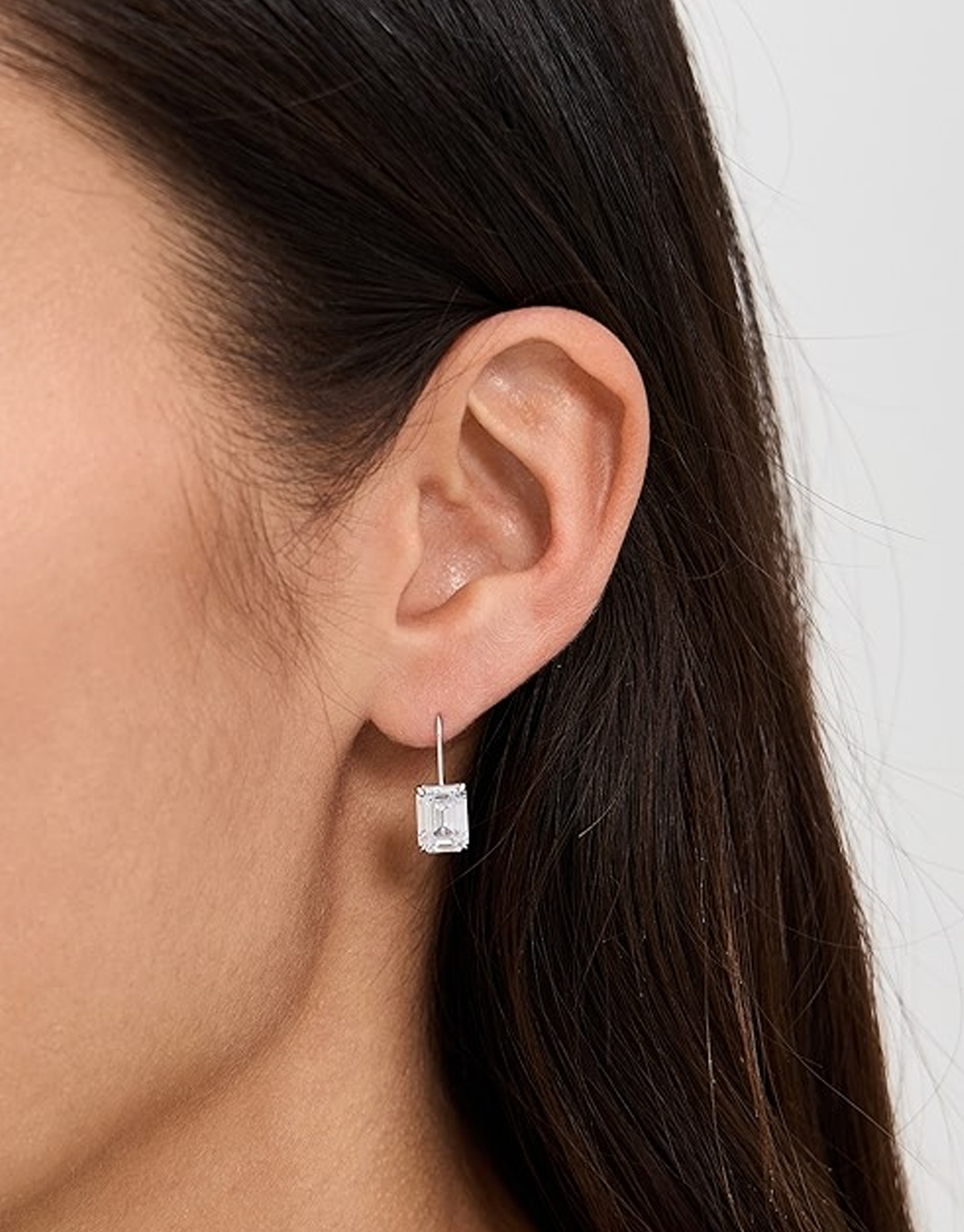 Emerald Baguette French Hook Earring