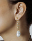 Diamond Baroque Pearl drop Earring