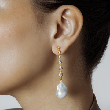 Diamond Baroque Pearl drop Earring