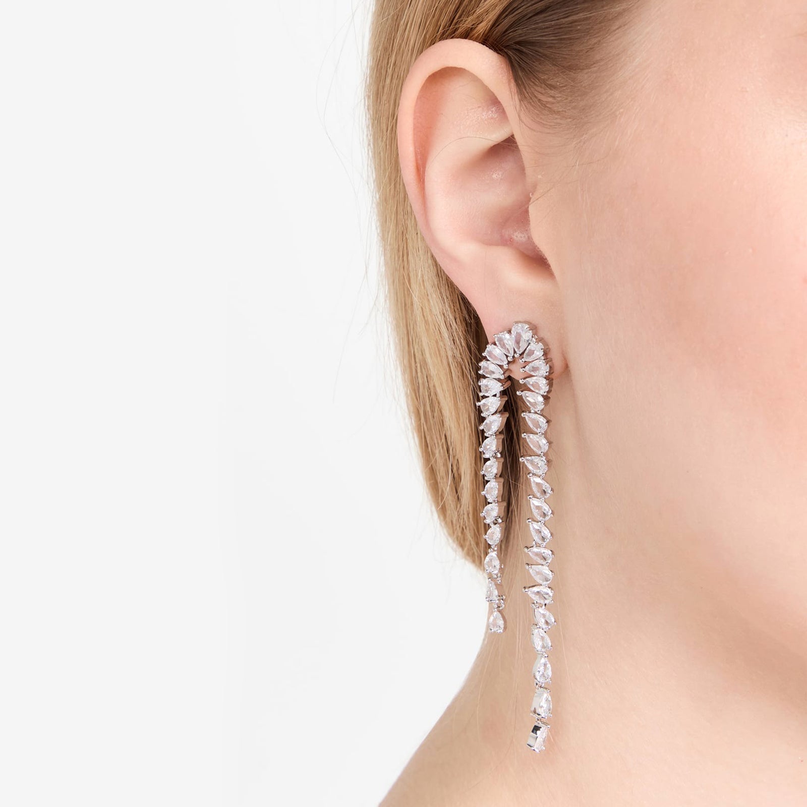 Silver Diamond Drop Earrings good