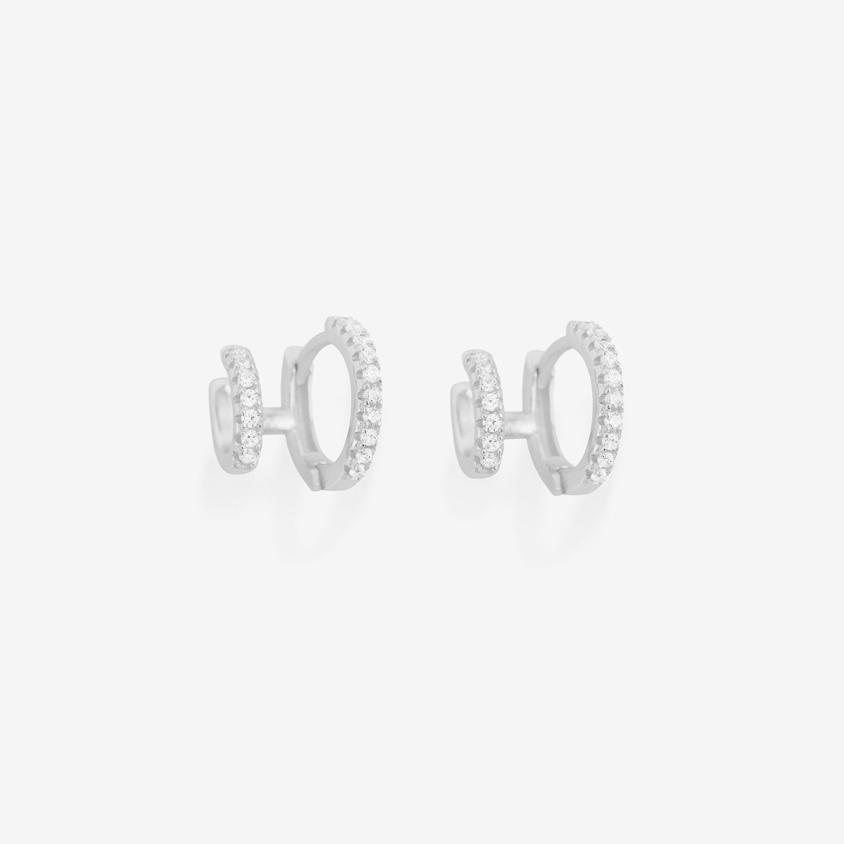 Katerina Double Pave Hoop Huggie Earring