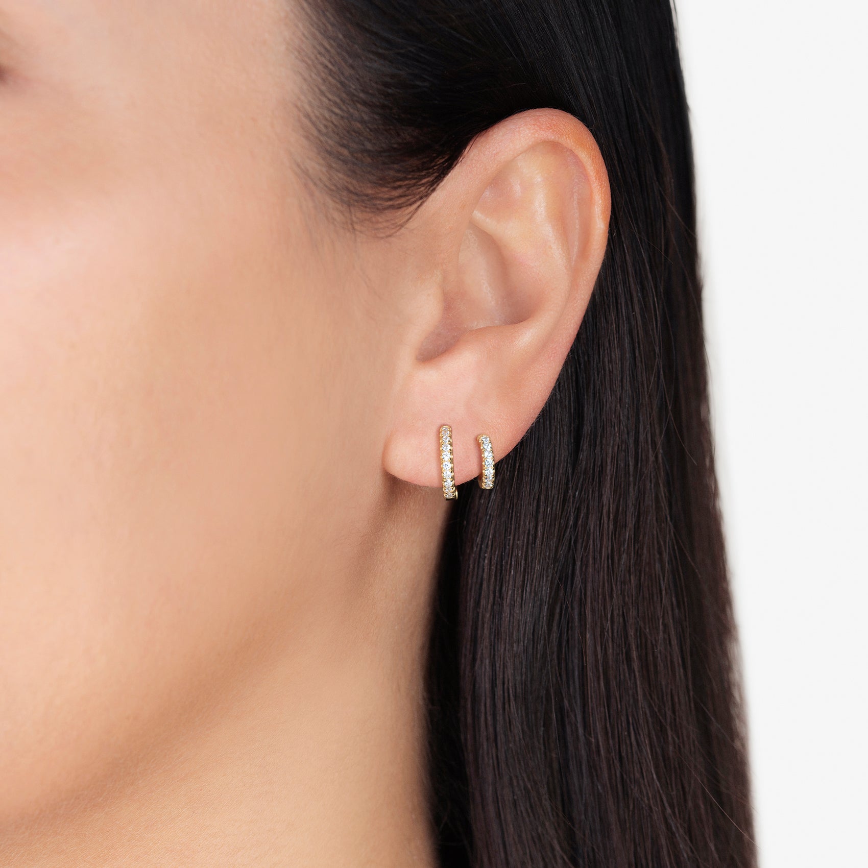 Katerina Double Pave Hoop Huggie Earring – SHOP SHASHI